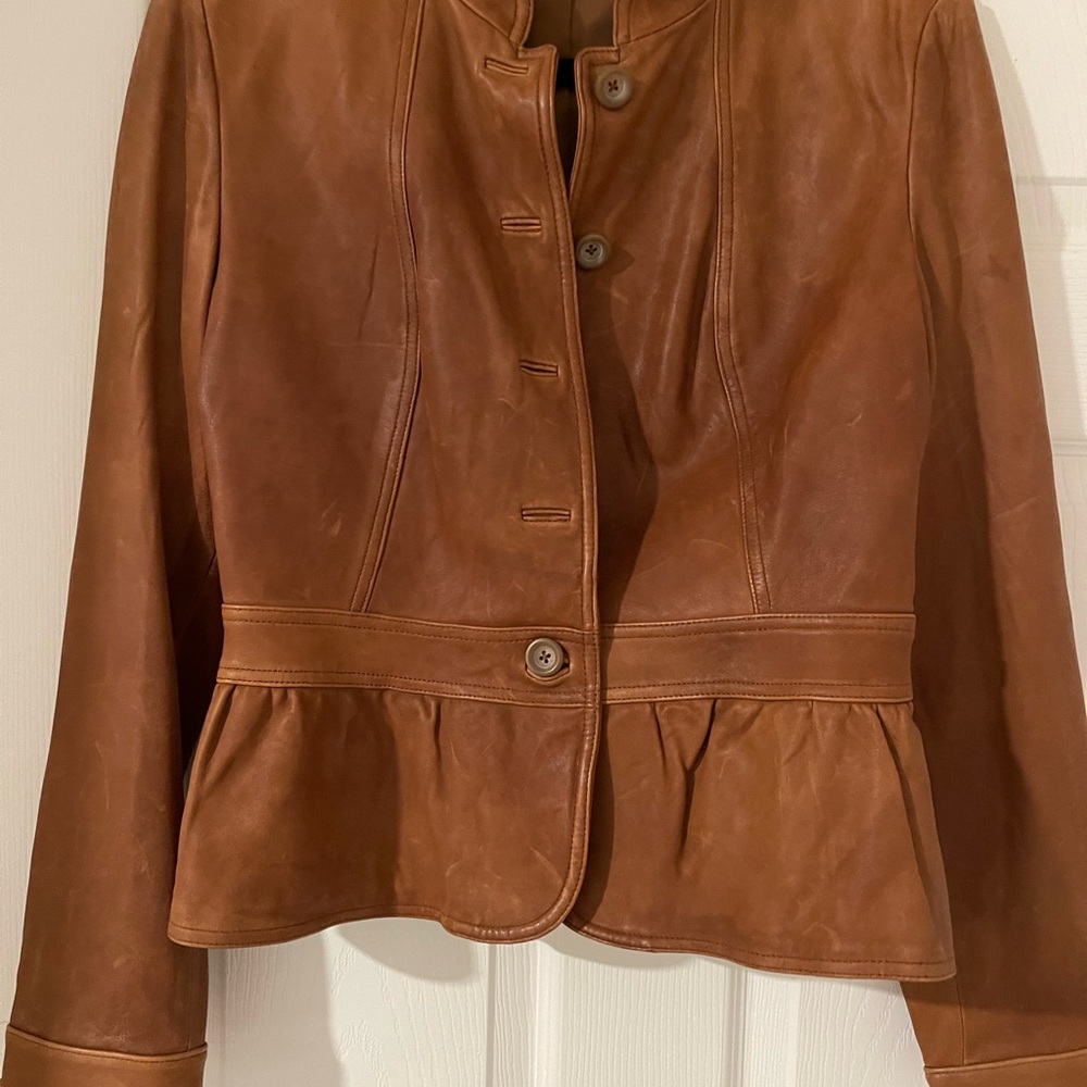 SALE🌸🌸🌸Brown imitation leather jacket Med